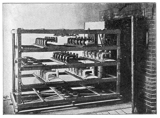 Fig. 10.&mdash;Japanning and Enamelling Stove for parts of
Sewing Machines.