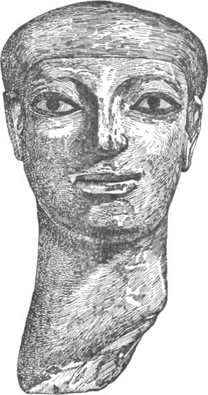 FIG. 9.&mdash;PAINTED HEAD FROM EDESSA.


(FROM PERROT AND CHIPIEZ.)