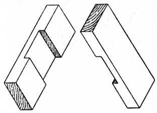 Fig. 62.&mdash;The Two Pieces of a Halved Joint.