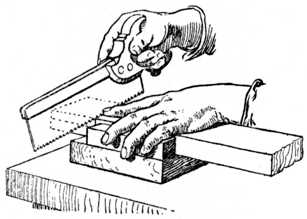 Fig. 67.&mdash;How work is held when Sawing Shoulder.