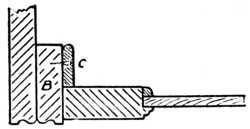 Fig. 254.&mdash;Showing Cupboard
    End Thicknessed (see B).