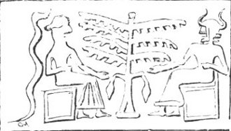 Fig. 21.&mdash;Chald&aelig;an Cylinder; from the British Museum.