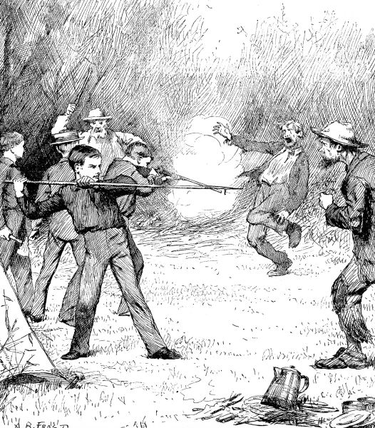 THE MORAL PIRATES ATTACKED BY TRAMPS.&mdash;[See next Page.
