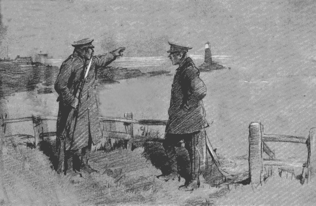 Officer on rounds near revolving light