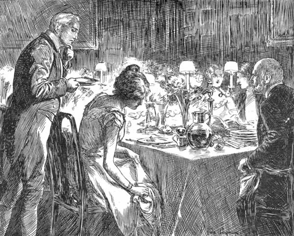 THE NEW FOOTMAN SPILT THE GRAVY OVER MY WHITE SILK
DRESS.