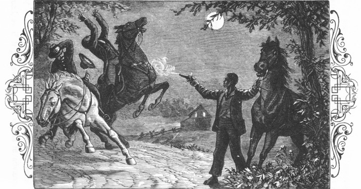 "With a scream of anguish, the one nearest to him threw
up his hands and fell heavily to the ground." P. 380.