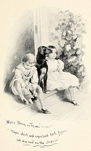 Three alert and expectant little figures
sat in a row on the step