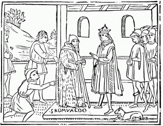 FIG. 38&mdash;Romoaldus, the Abbot. From the “Catalogus
Sanctorum.” Venice, 1506.