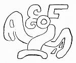 Fig. 53. Conventionalized
    representation of bird on vessel shown in plate 17.